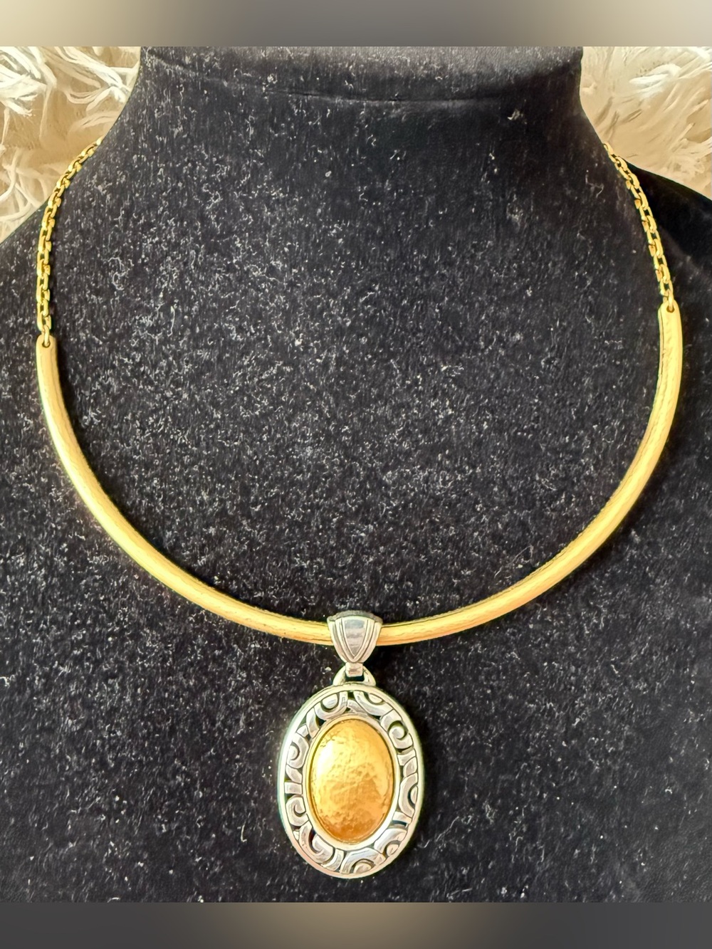 Brighton Sensation Gold and Silver Oval Pendant Necklace